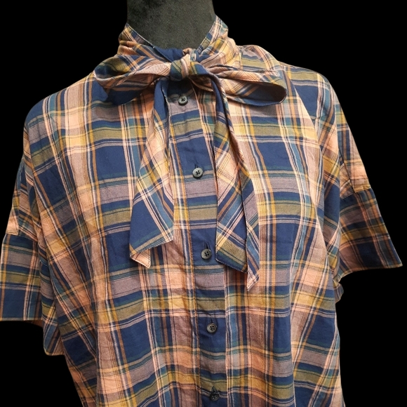 Madewell Blue and Orange Plaid Casual Shirt Small - Picture 10 of 11
